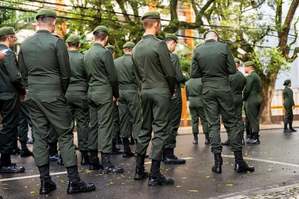 Salvador Bahia Brasil Setembro 2022 Oficiais Exército Estão Reunidos Aguardam — Fotografia de Stock