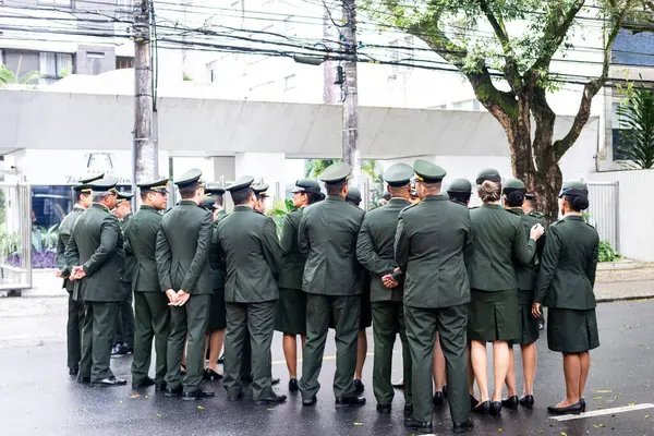 Сальвадор Баия Бразилия Сентября 2022 Года Офицеры Армии Собрались Ждут — стоковое фото