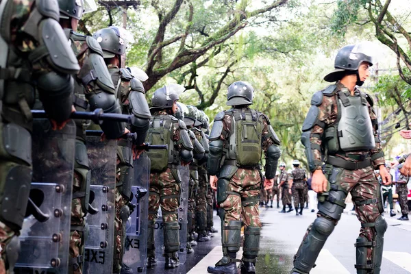 Salvador Bahia Brezilya Eylül 2022 Ordu Askerleri Teçhizatlı Salvador Bahia — Stok fotoğraf
