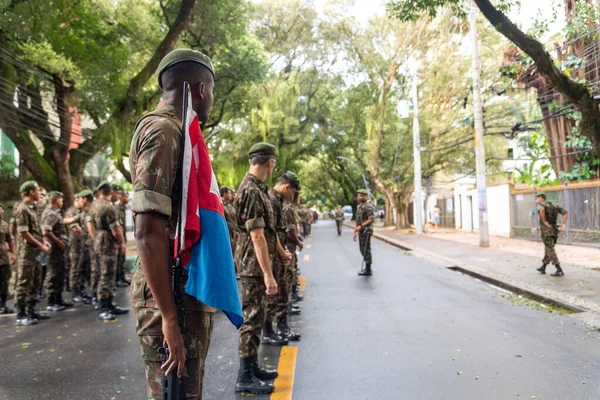 Сальвадор Баїя Бразилія Вересня 2022 Року Солдати Армії Готові Параду — стокове фото