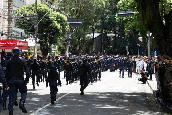 Salvador Bahia Brasil Setembro 2022 Guardas Municipais Desfilam Homenagem Dia — Fotografia de Stock