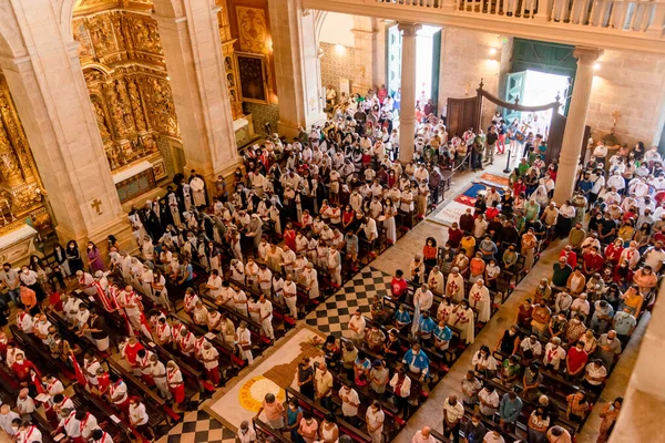 Salvador Bahía Brasil Junio 2022 Cientos Fieles Católicos Asisten Misa — Foto de Stock
