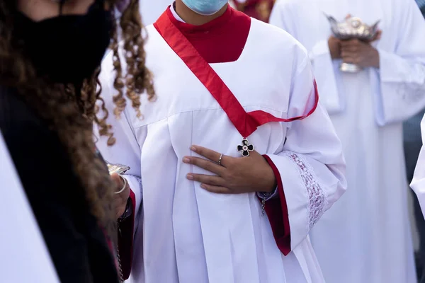 Salvador Bahia Brazylia Czerwca 2022 Katoliccy Seminarzyści Biorą Udział Procesji — Zdjęcie stockowe