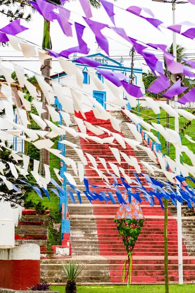 Taperoa Bahia Brasil Junho 2022 Decoração Colorida Com Bandeiras Para — Fotografia de Stock
