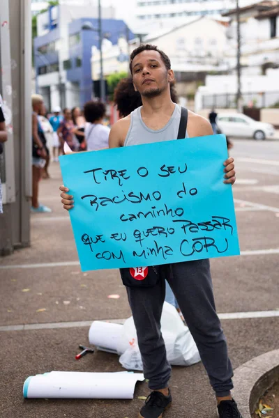 Salvador Bahia Brazil Οκτωβρίου 2022 Νέοι Φαίνονται Πινακίδες Διαμαρτυρίας Στο — Φωτογραφία Αρχείου
