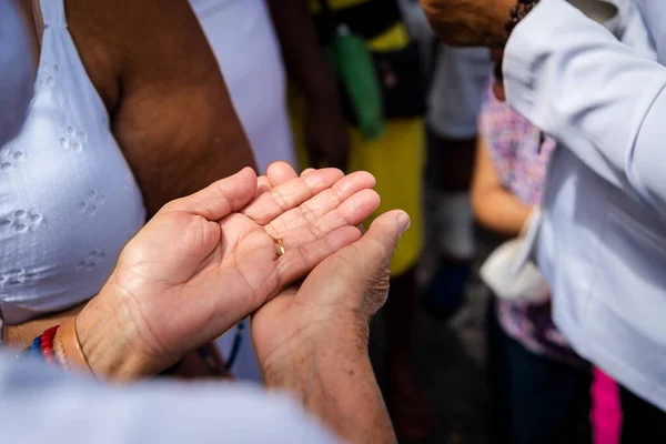 Сальвадор Баия Бразилия Января 2023 Года Католические Верующие Принимающие Гостей — стоковое фото