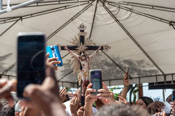 Salvador Bahia Brasilien Januari 2023 Katolska Trogna Åtföljer Bilden Jesus — Stockfoto