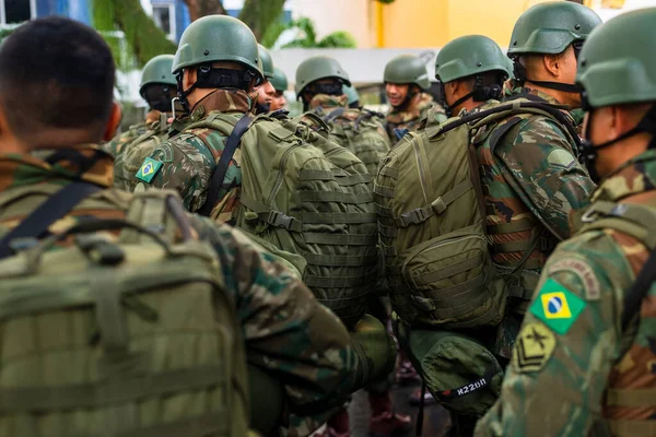 Salvador Bahia Brasil September 2022 Tentara Menunggu Dimulainya Parade Hari — Stok Foto