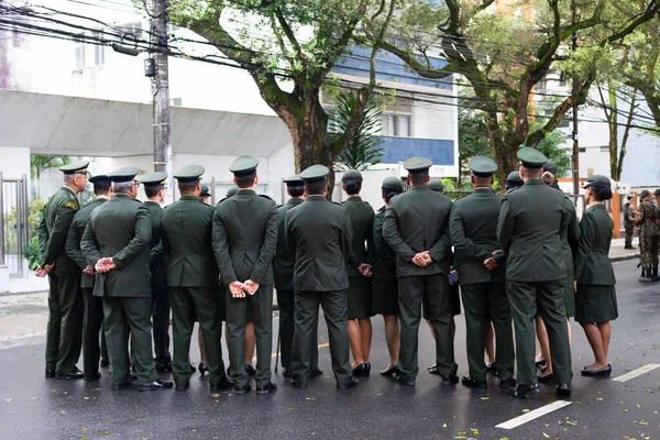 Salvador Bahia Brazil September 2022 Army Officers Gathered Waiting Start — 图库照片