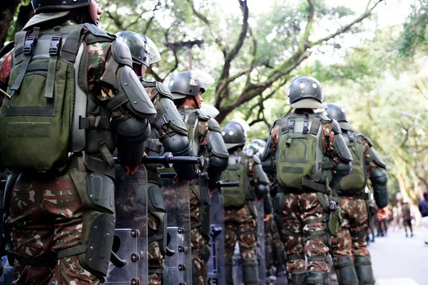 Salvador Bahia Brasil September 2022 Tentara Dipersenjatai Dan Menunggu Dimulainya — Stok Foto