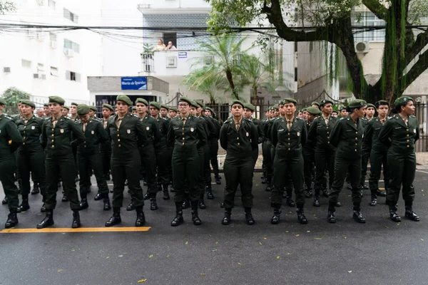 Salvador Bahia Brazylia Września 2022 Żołnierze Armii Widziani Podczas Brazylijskiej — Zdjęcie stockowe