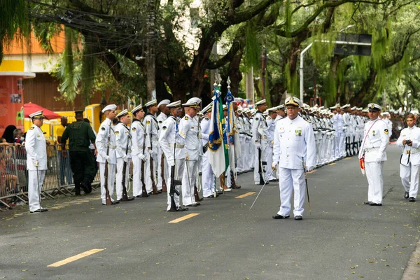Salvador Bahia Brasilien September 2022 Marinpersonal Ses Formation Brasiliens Självständighetsparad — Stockfoto
