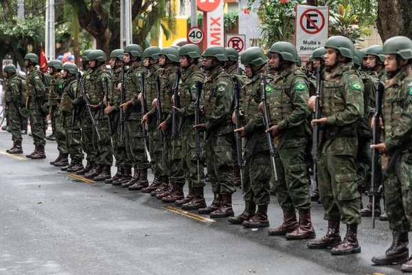 Salvador Bahia Brasil September 2022 Tentara Sedang Dalam Formasi Menunggu — Stok Foto