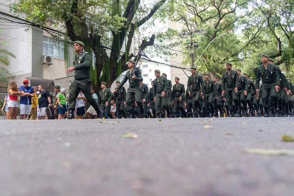 Salvador Bahía Brasil Septiembre 2022 Soldados Del Ejército Desfilan Día — Foto de Stock