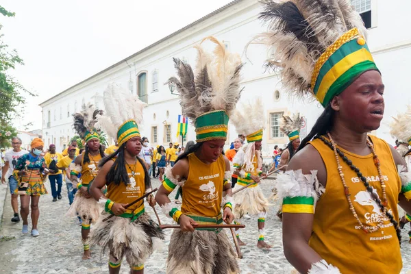 Salvador Bahia Brazília 2022 Július Őslakosok Csoportja Látható Bahia Függetlenségének — Stock Fotó