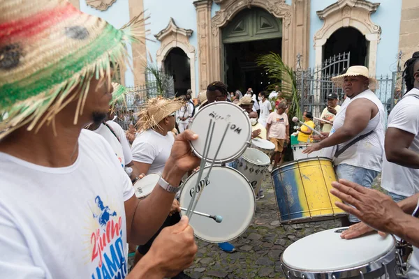 Salvador Bahia Brazylia Lipca 2022 Muzycy Perkusiści Widziani Podczas Obywatelskiej — Zdjęcie stockowe