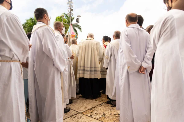 Salvador Bahía Brasil Junio 2022 Arzobispo Reza Frente Basílica Catedral — Foto de Stock