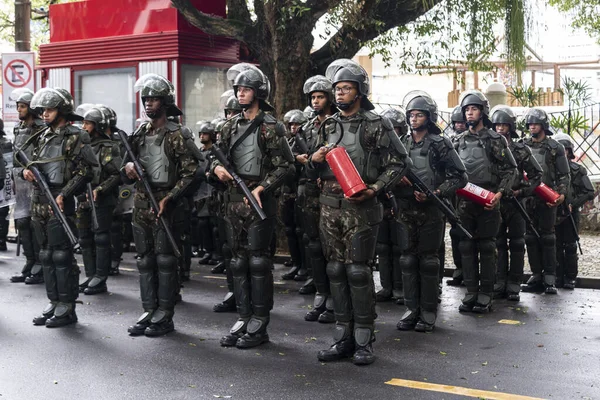 ブラジルのバヒア州サルバドール 2022年9月7日 ブラジルの独立パレード バヒア州サルバドールで陸軍兵士が見られます — ストック写真