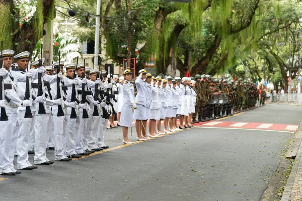 Salvador Bahía Brasil Septiembre 2022 Personal Marina Formación Durante Desfile —  Fotos de Stock