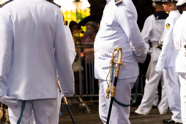 Salvador Bahia Brésil Septembre 2022 Personnel Marine Attend Début Défilé — Photo