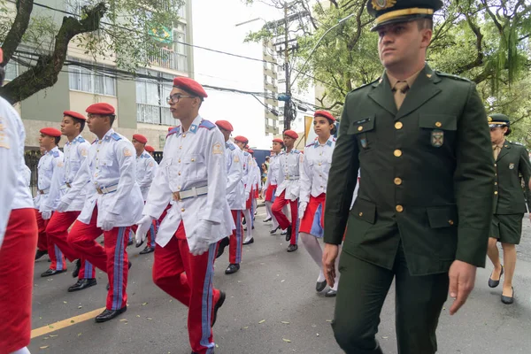 Salvador Bahia Brasil Setembro 2022 Estudantes Escola Militar São Vistos — Fotografia de Stock