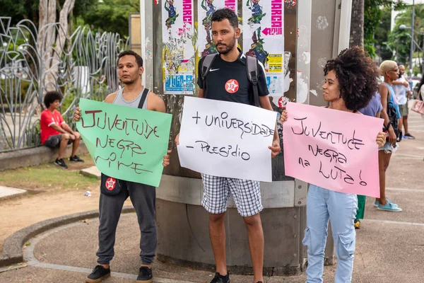 Сальвадор Баїя Бразилія Жовтня 2022 Молодих Людей Можна Побачити Протестними — стокове фото