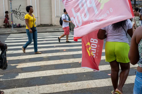 Salvador Bahía Brasil Octubre 2022 Activistas Caminan Por Las Calles — Foto de Stock