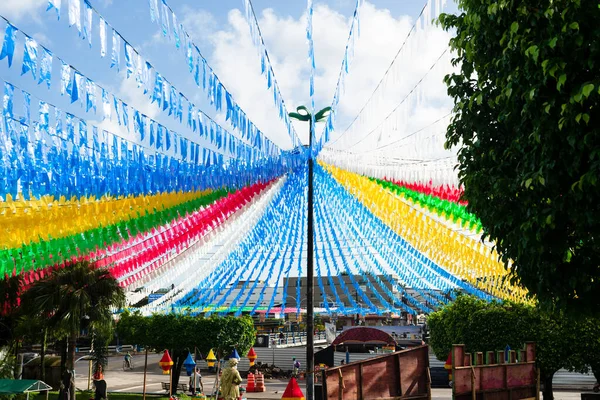 Valenca Bahia Brasil Junho 2022 Praça Decorada Com Balões Bandeiras — Fotografia de Stock