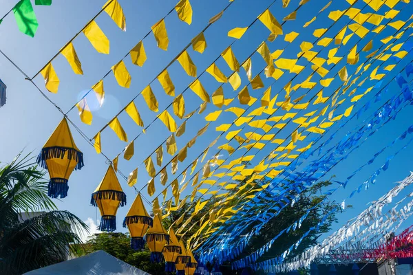 Valenca Bahia Brasil Junho 2022 Decoração Com Bandeiras Balões Coloridos — Fotografia de Stock