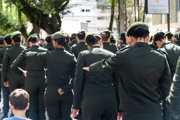 Salvador Bahia Brasile Settembre 2022 Donne Soldato Dell Esercito Vengono — Foto Stock