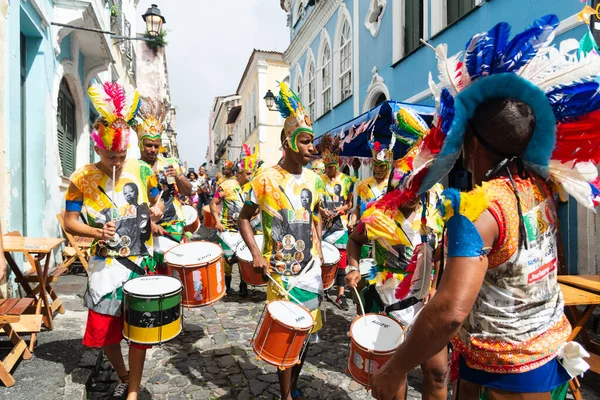 Salvador Bahia Brazylia Lipca 2022 Grupa Perkusyjna Jest Widziana Podczas — Zdjęcie stockowe