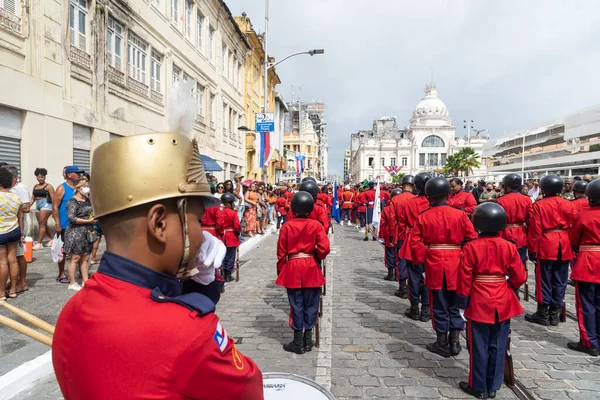 Salvador Bahia Brasilien Juli 2022 Studenten Einer Militärschule Stehen Während — Stockfoto