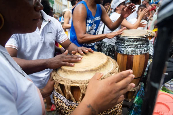 Salvador Bahia Brasilien Juli 2022 Kulturelle Gruppe Spielt Percussion Während — Stockfoto