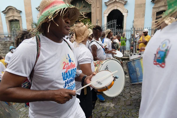 Salvador Bahía Brasil Julio 2022 Músicos Percusionistas Son Vistos Durante — Foto de Stock