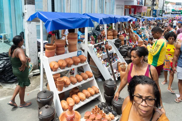 브라질 나자리야 2023 바히아 나자르 파리나에 전통적 시장에서 사람들 물건을 — 스톡 사진