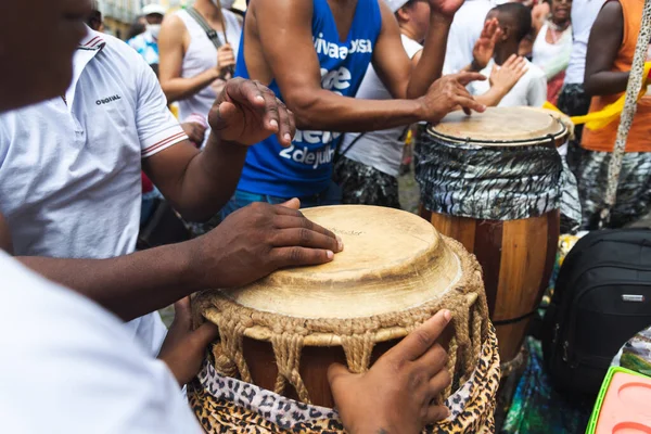 Salvador Bahia Brasil Julho 2022 Grupo Cultural Joga Percussão Durante — Fotografia de Stock