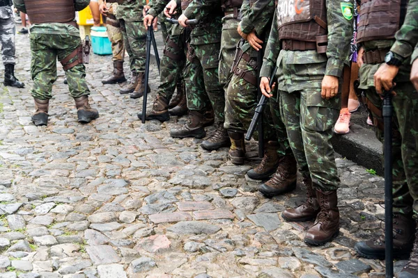 Salvador Bahia Brazil July 2022 Military Police Officers Stand Guard — 图库照片