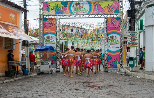 Maragogipe Bahia Brazylia Lutego 2023 Grupa Mężczyzn Ubranych Jak Kobiety — Zdjęcie stockowe