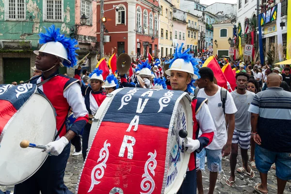 Salvador Bahia Brasil Julio 2022 Desfile Estudiantes Escuelas Públicas Tocando — Foto de Stock