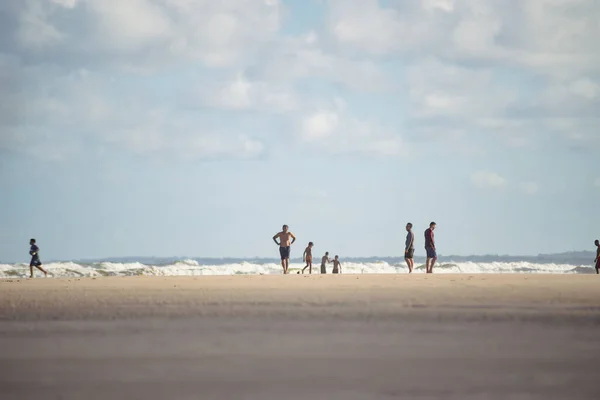 stock image Valenca, Bahia, Brazil - January 13, 2023: People walking and having fun at Guaibim beach in Valenca, Bahia.