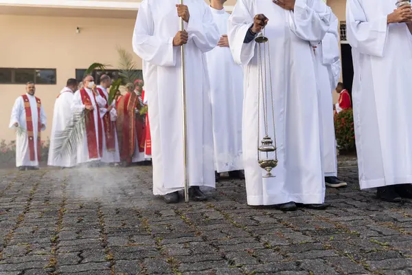 Salvador Bahia Brazil April 2023 Catholic Seminarians Participate Palm Sunday — Foto de Stock
