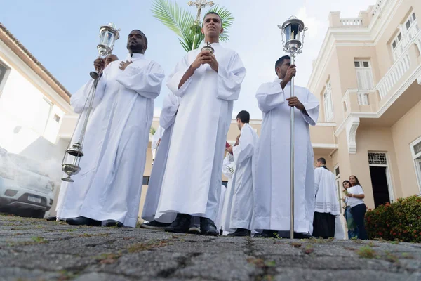 Salvador Bahia Brazil April 2023 Catholic Seminarians Seen Cross Incense — Foto de Stock