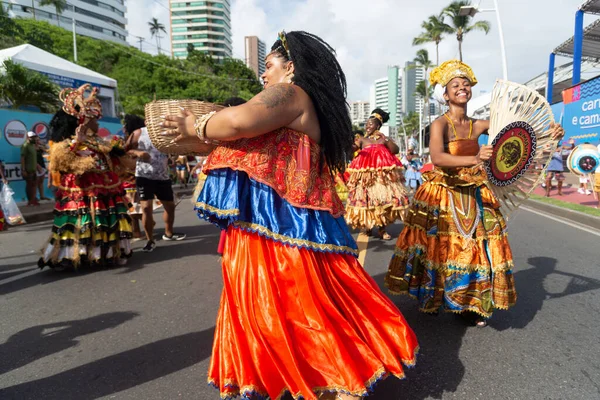 Salvador Bahia Brazil February 2023 Traditional Afro Group Seen Parading — Stock Photo, Image