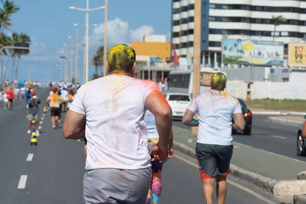 Salvador Bahia Brazilië Augustus 2015 Tijdens Kleurenmarathon Salvador Bahia Worden — Stockfoto