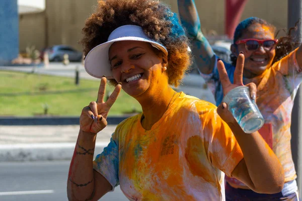 Salvador Bahia Brezilya Ağustos 2015 Salvador Bahia Insanlar Renk Maratonu — Stok fotoğraf