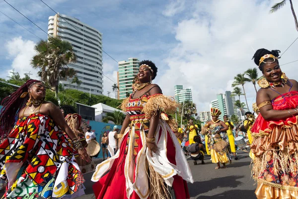 Salvador Bahia Brazil February 2023 Members Traditional Afro Group Dressed — Stock Photo, Image