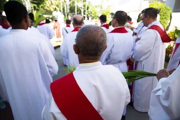 Salvador Bahia Brazil April 2023 Catholic Church Priests Attend Palm — Foto de Stock