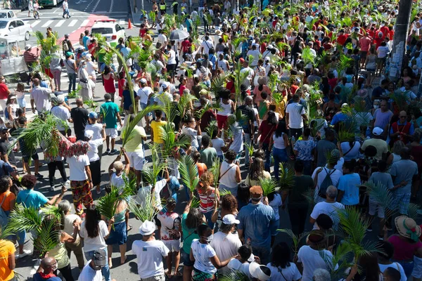 Salvador Bahia Brazil April 2023 Thousands Catholics Participate Palm Sunday — Foto de Stock