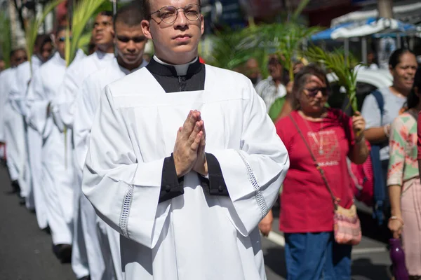 Salvador Bahia Brazil April 2023 Catholic Church Seminarians Seen Taking — Foto de Stock