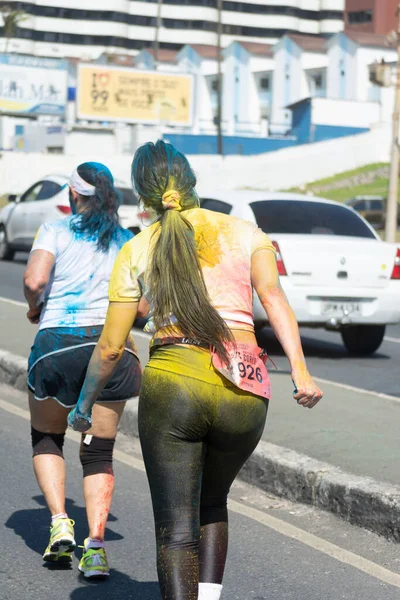 Salvador Bahia Brasilien Augusti 2015 Människor Ses Målade Med Färg — Stockfoto